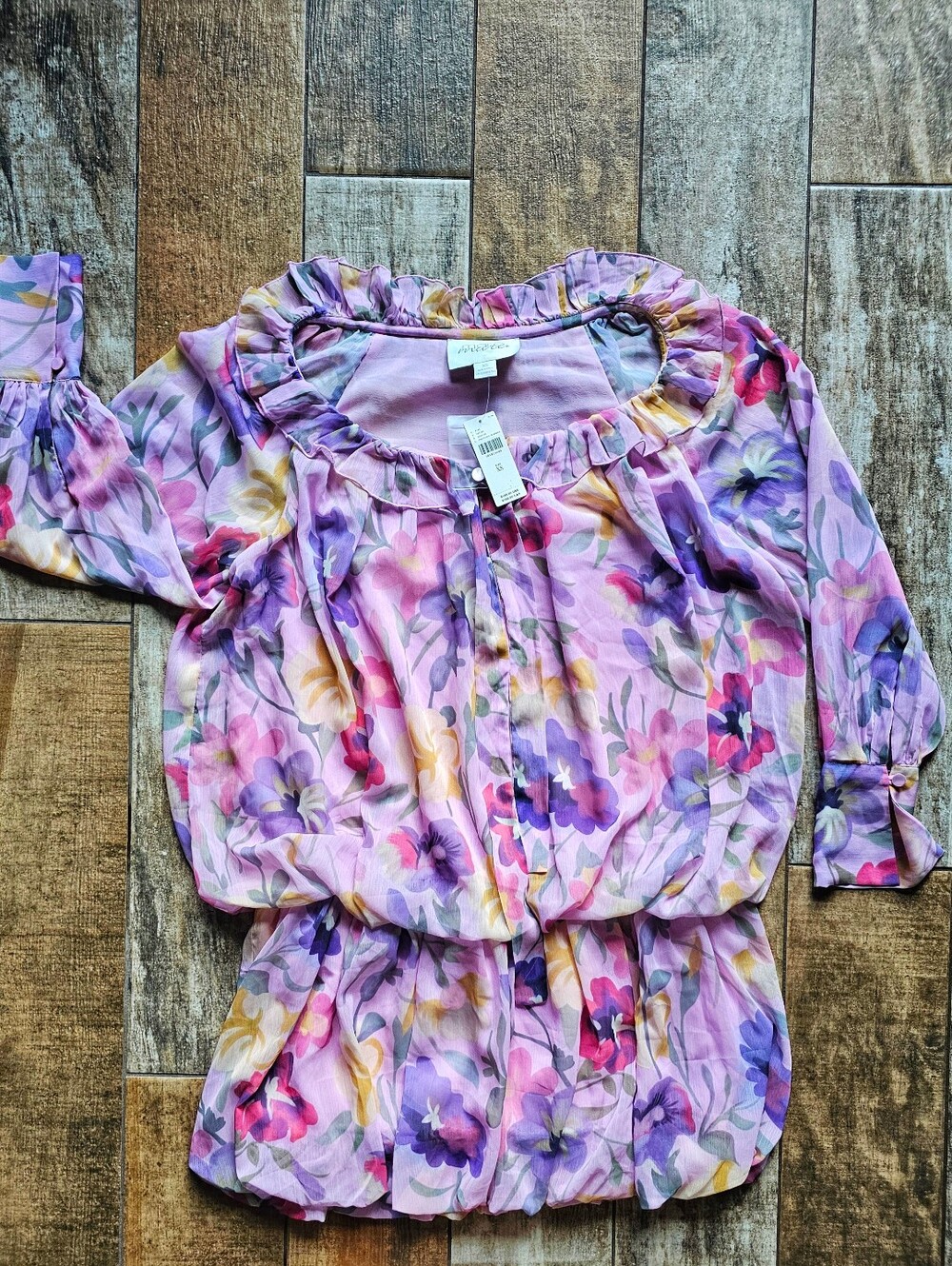 NWT Anthropologie Maeve Pink Floral Ruffle Mini Dress XS Cottagecore